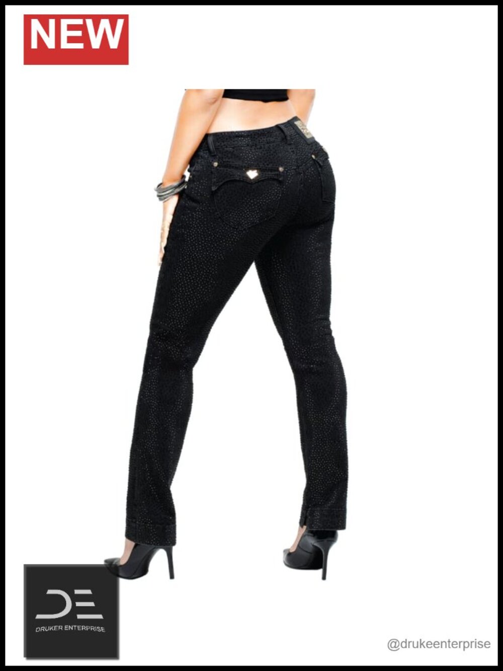 Apple Bottoms Low Rise Slim Straight Jeans with 3D Raindrop Embellishment